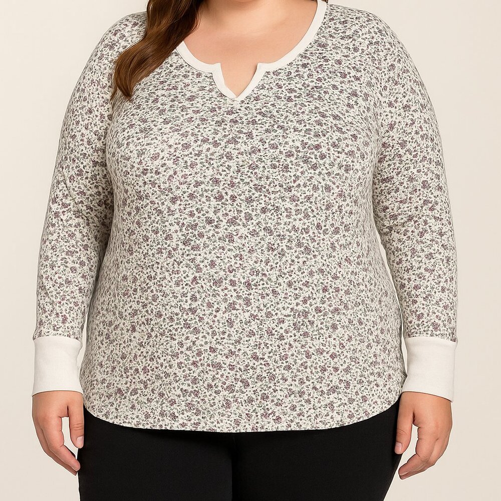 Twist Tees‎ Long Sleeve Floral Thermal Top size 2X